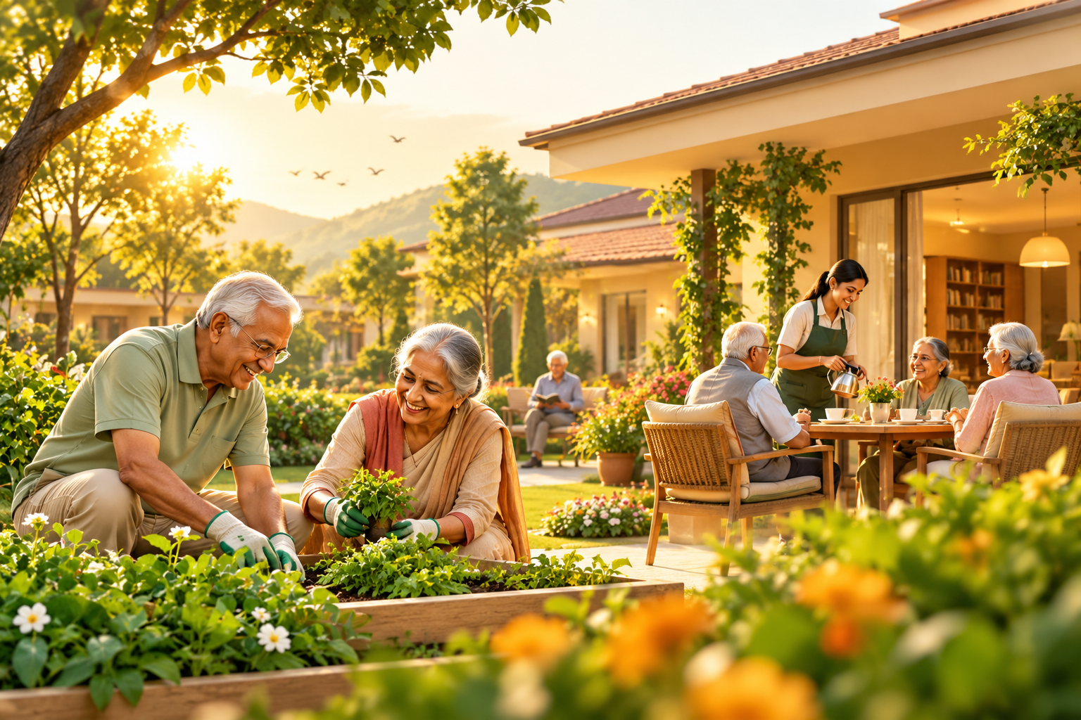 Older adults taking part in an active, independent community life